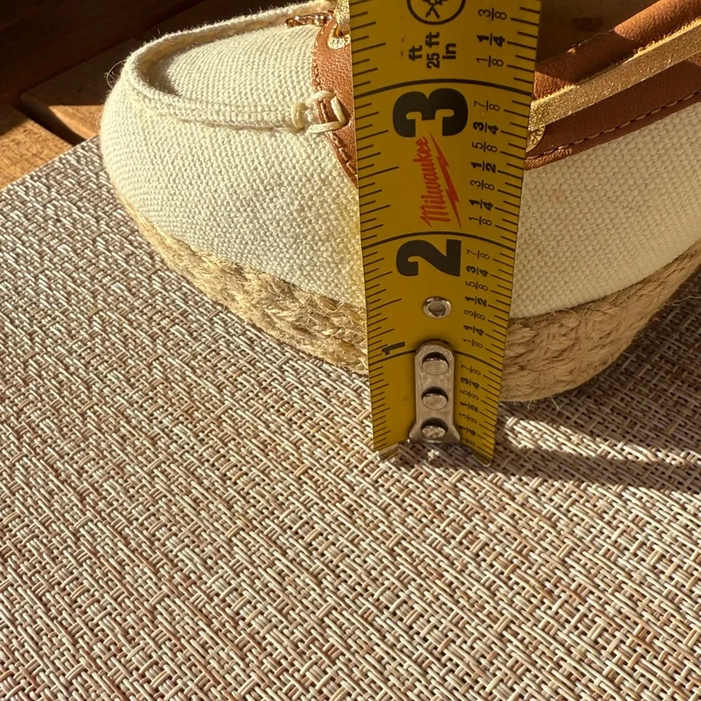 Sale - Sperry Tan and Cream Espadrille Shoes, size 7.5